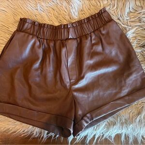 Forever 21 High Waist Brown Leather Shorts